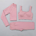 Seamless Yoga Suit Sports Set Gym Clothes Fitness Women Long Sleeve Crop Top High Waist Leggings Ribbed Workout Set Tracksuits