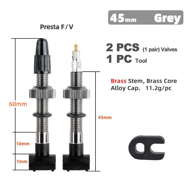 Deemount 40/60/80mm 2PCS Bicycle Tubeless Tire Presta Valve Brass Core Brass Stem W/ Alloy & Tool