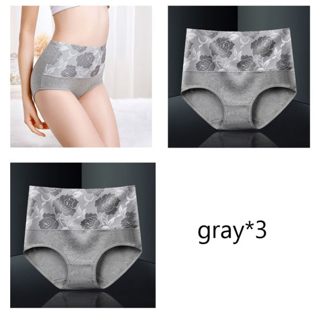 M-5XL Women's Panties Female Underpants Cotton Underwear High Waist Panties Sexy Lingeries Briefs Plus Size Pantys 3PCS/Set