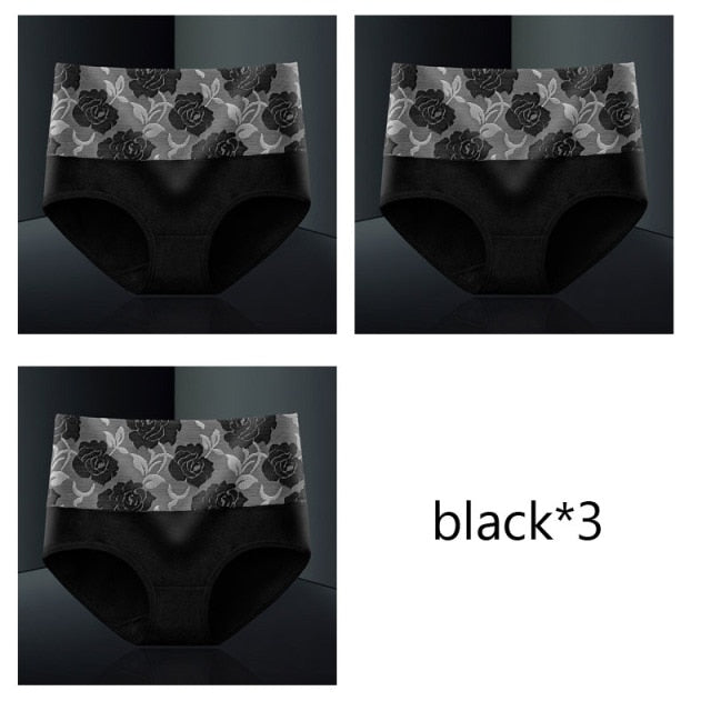 M-5XL Women's Panties Female Underpants Cotton Underwear High Waist Panties Sexy Lingeries Briefs Plus Size Pantys 3PCS/Set