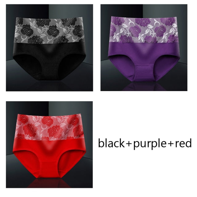 M-5XL Women's Panties Female Underpants Cotton Underwear High Waist Panties Sexy Lingeries Briefs Plus Size Pantys 3PCS/Set