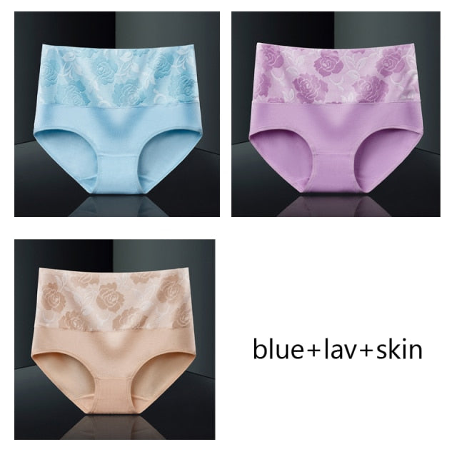 M-5XL Women's Panties Female Underpants Cotton Underwear High Waist Panties Sexy Lingeries Briefs Plus Size Pantys 3PCS/Set