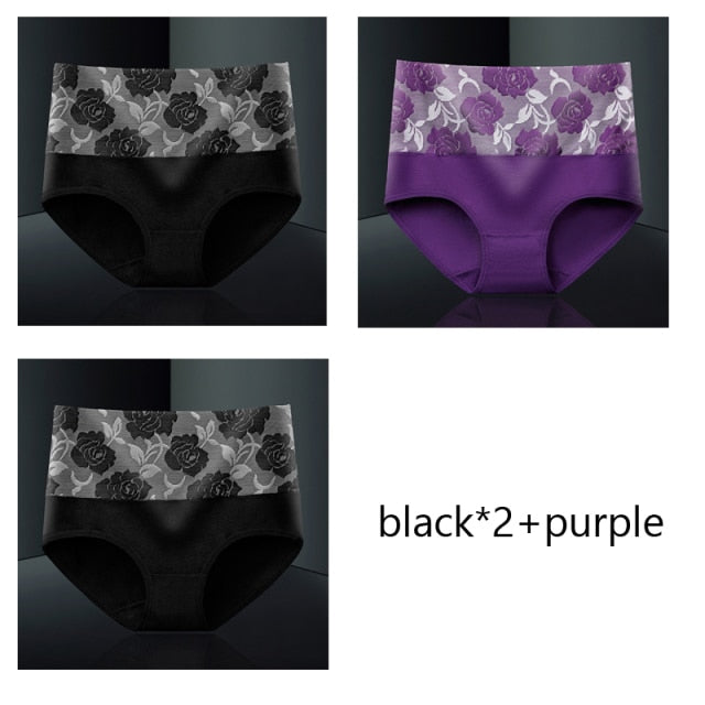 M-5XL Women's Panties Female Underpants Cotton Underwear High Waist Panties Sexy Lingeries Briefs Plus Size Pantys 3PCS/Set