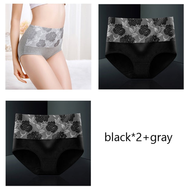 M-5XL Women's Panties Female Underpants Cotton Underwear High Waist Panties Sexy Lingeries Briefs Plus Size Pantys 3PCS/Set