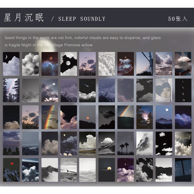 Yoofun 50 Sheets Natural Scenery&Art Paintings Stationery Stickers Book Aesthetic Landscape Cute Bullet Journaling Decor Sticker