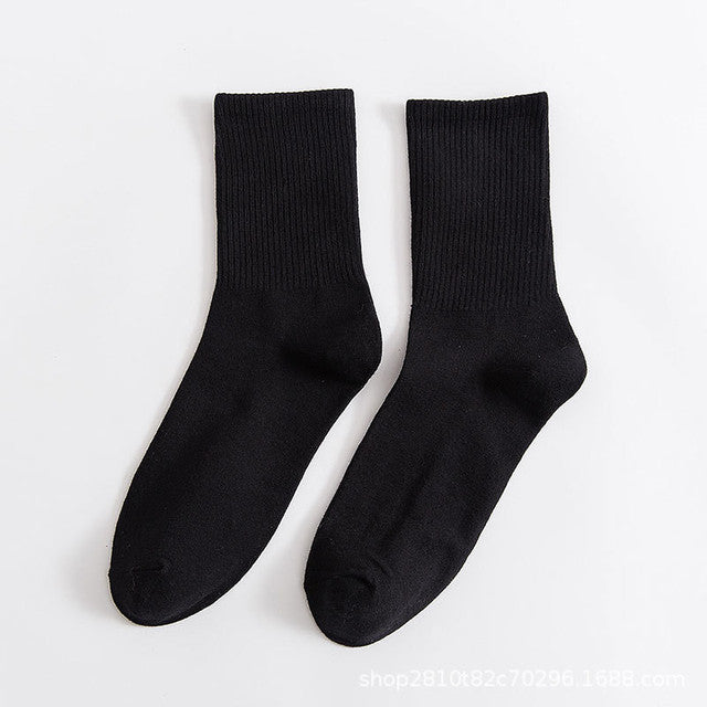 Jeseca Unisex Men Women's Socks Korean Harajuku Vintage Streetwear Long Socks White Black Woman Casual Hip Hop Skateboard Sox
