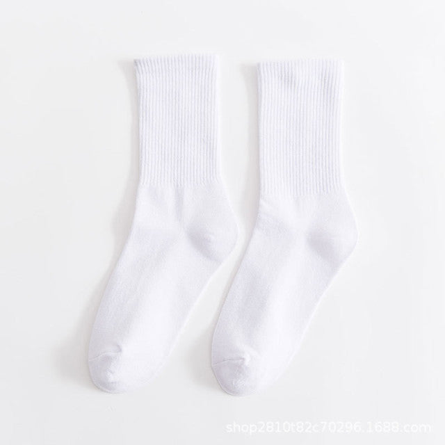 Jeseca Unisex Men Women's Socks Korean Harajuku Vintage Streetwear Long Socks White Black Woman Casual Hip Hop Skateboard Sox