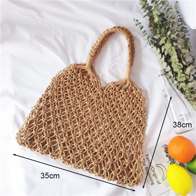 Round Straw Beach Bag Vintage Handmade Woven Shoulder Bag Raffia circle Rattan bags Bohemian Summer Vacation Casual Bags