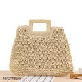 Round Straw Beach Bag Vintage Handmade Woven Shoulder Bag Raffia circle Rattan bags Bohemian Summer Vacation Casual Bags