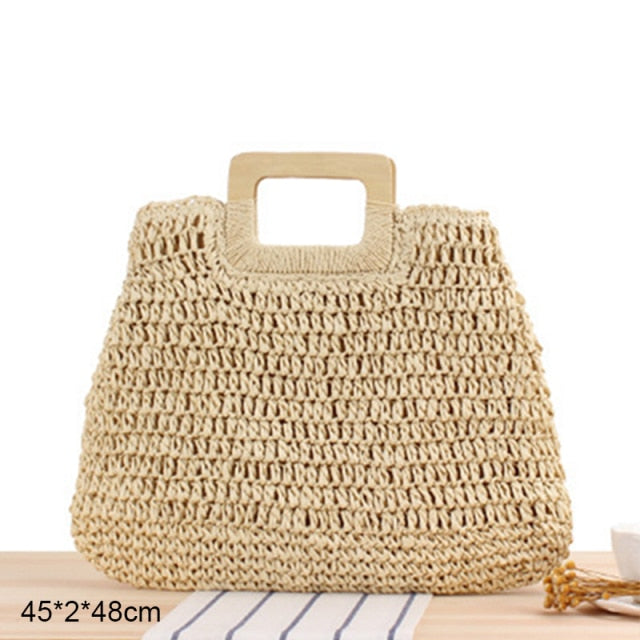 Round Straw Beach Bag Vintage Handmade Woven Shoulder Bag Raffia circle Rattan bags Bohemian Summer Vacation Casual Bags