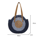 Round Straw Beach Bag Vintage Handmade Woven Shoulder Bag Raffia circle Rattan bags Bohemian Summer Vacation Casual Bags