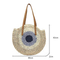 Round Straw Beach Bag Vintage Handmade Woven Shoulder Bag Raffia circle Rattan bags Bohemian Summer Vacation Casual Bags