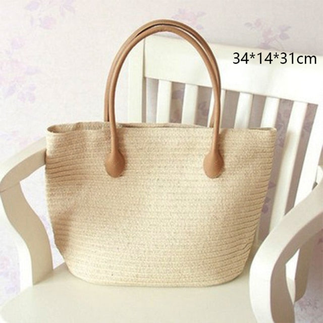 Round Straw Beach Bag Vintage Handmade Woven Shoulder Bag Raffia circle Rattan bags Bohemian Summer Vacation Casual Bags