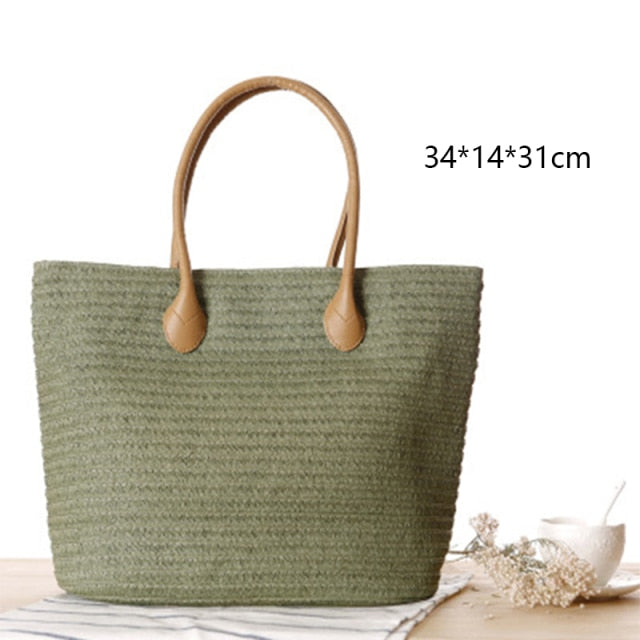 Round Straw Beach Bag Vintage Handmade Woven Shoulder Bag Raffia circle Rattan bags Bohemian Summer Vacation Casual Bags