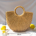 Round Straw Beach Bag Vintage Handmade Woven Shoulder Bag Raffia circle Rattan bags Bohemian Summer Vacation Casual Bags