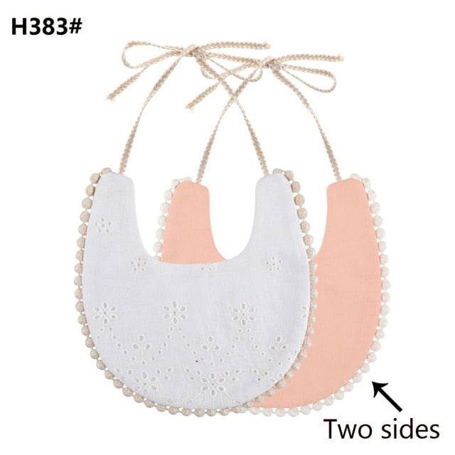 Baby Cotton Embroidery Double Side Bibs Toddler Saliva Towel Feeding Burp Cloths Only 1 Pc shown in the picture