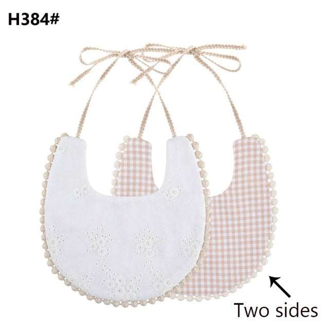 Baby Cotton Embroidery Double Side Bibs Toddler Saliva Towel Feeding Burp Cloths Only 1 Pc shown in the picture