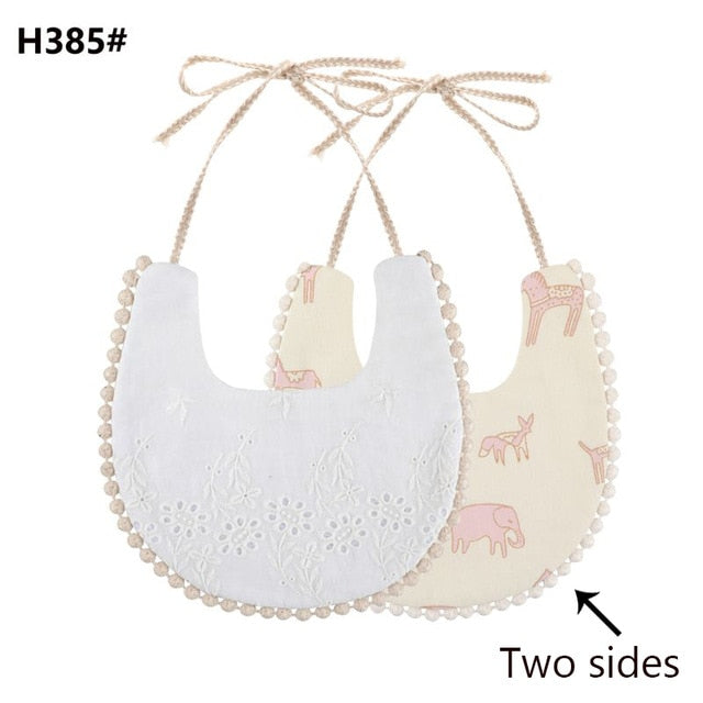 Baby Cotton Embroidery Double Side Bibs Toddler Saliva Towel Feeding Burp Cloths Only 1 Pc shown in the picture