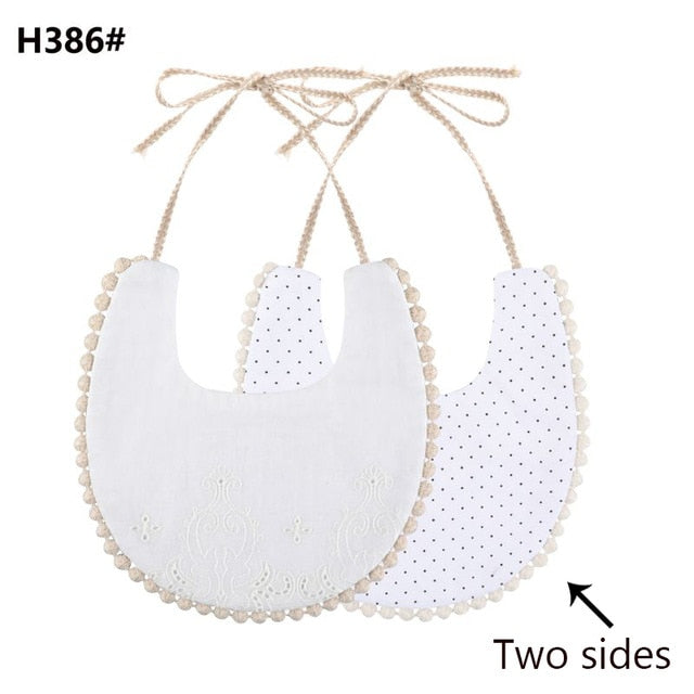 Baby Cotton Embroidery Double Side Bibs Toddler Saliva Towel Feeding Burp Cloths Only 1 Pc shown in the picture