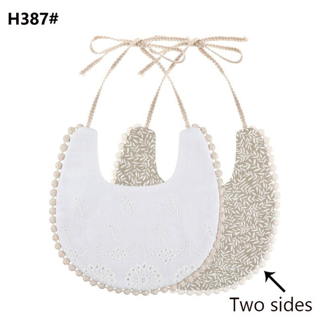 Baby Cotton Embroidery Double Side Bibs Toddler Saliva Towel Feeding Burp Cloths Only 1 Pc shown in the picture