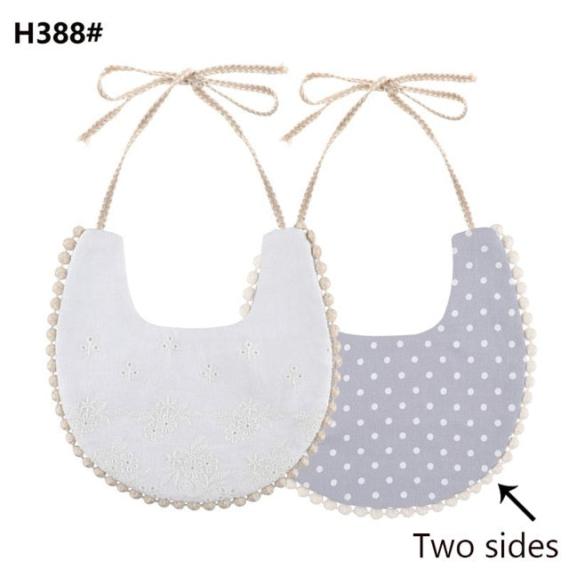 Baby Cotton Embroidery Double Side Bibs Toddler Saliva Towel Feeding Burp Cloths Only 1 Pc shown in the picture