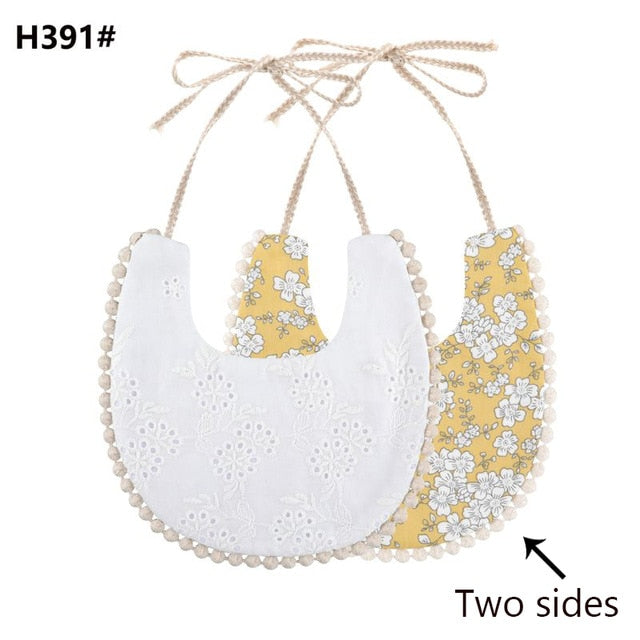 Baby Cotton Embroidery Double Side Bibs Toddler Saliva Towel Feeding Burp Cloths Only 1 Pc shown in the picture
