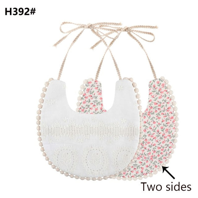 Baby Cotton Embroidery Double Side Bibs Toddler Saliva Towel Feeding Burp Cloths Only 1 Pc shown in the picture