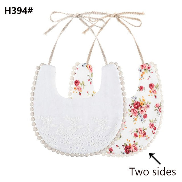 Baby Cotton Embroidery Double Side Bibs Toddler Saliva Towel Feeding Burp Cloths Only 1 Pc shown in the picture