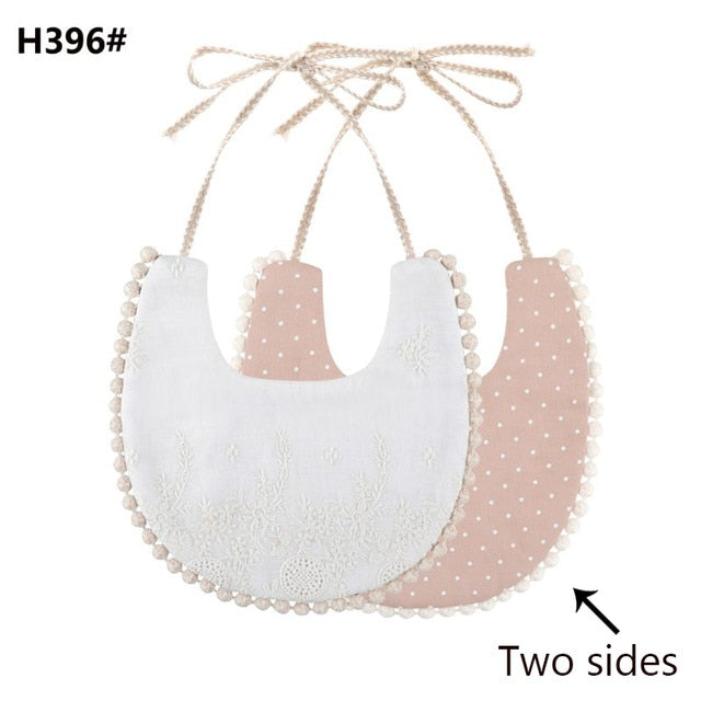 Baby Cotton Embroidery Double Side Bibs Toddler Saliva Towel Feeding Burp Cloths Only 1 Pc shown in the picture