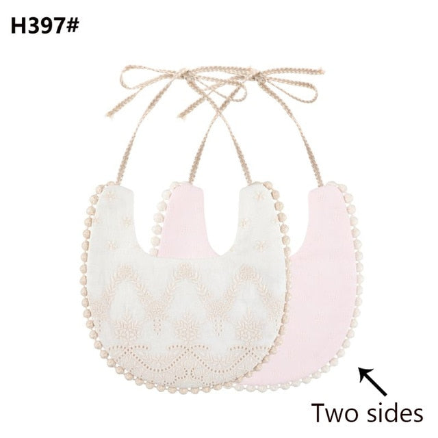 Baby Cotton Embroidery Double Side Bibs Toddler Saliva Towel Feeding Burp Cloths Only 1 Pc shown in the picture
