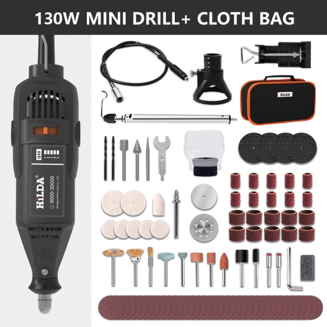 HILDA Electric Mini Drill Dremel Grinder Engraving Pen Mini Drill Electric Rotary Tool Grinding Machine Dremel Accessories
