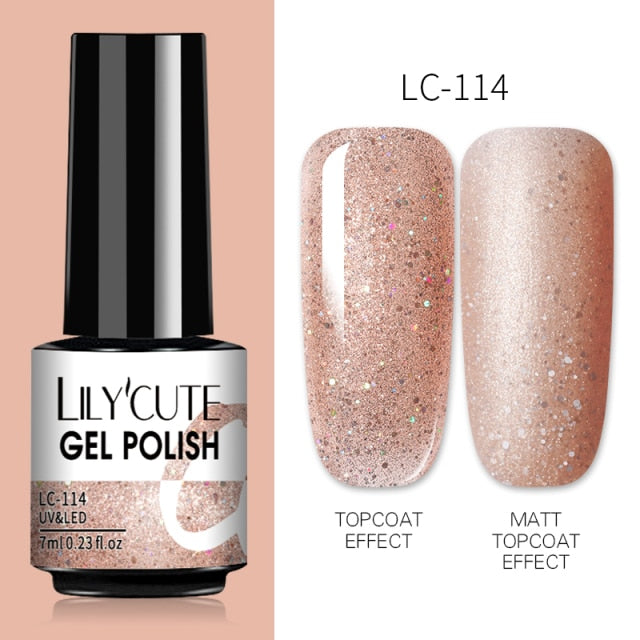 LILYCUTE 7ml Nail Gel Polish Semi Permanent Gel Varnish Base Top Coat UV LED Gel Varnish Soak Off Nail Art Gel Nail Polish