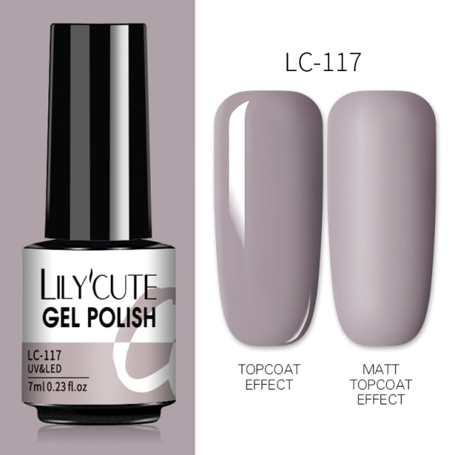 LILYCUTE 7ml Nail Gel Polish Semi Permanent Gel Varnish Base Top Coat UV LED Gel Varnish Soak Off Nail Art Gel Nail Polish