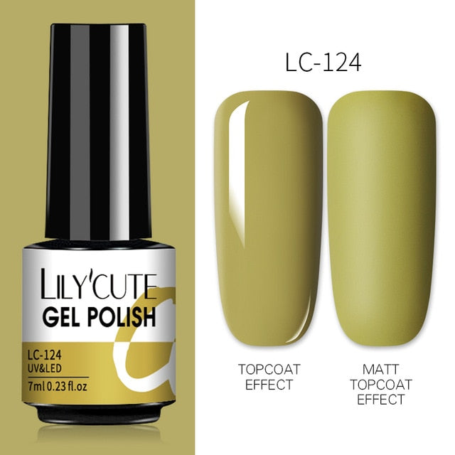 LILYCUTE 7ml Nail Gel Polish Semi Permanent Gel Varnish Base Top Coat UV LED Gel Varnish Soak Off Nail Art Gel Nail Polish