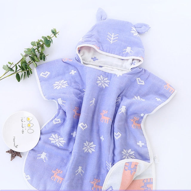 6 Layers Gauze Hooded Beach Towel Cotton Baby Cape Towels Soft Poncho Kids Bathing Stuff for Babies Washcloth