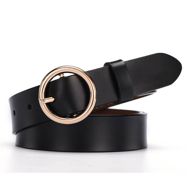 The New Classic Retro Fashion All-Match Leather Light Body Round Buckle Simple Circle Pin Belts For Women Fashion Jeans Female