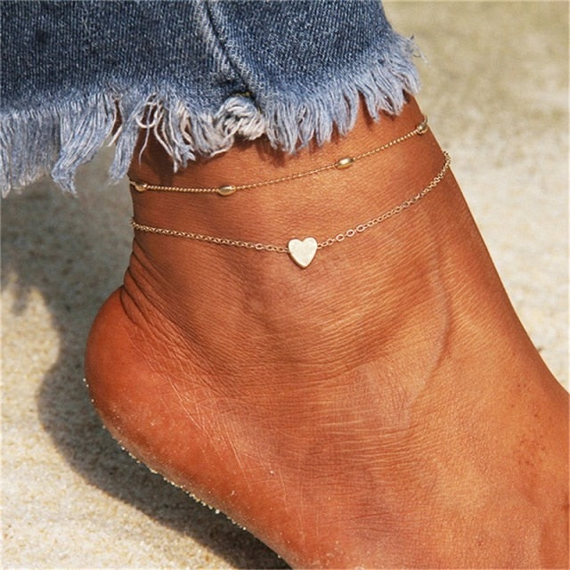 Boho Style Star Anklet Fashion Multilayer Foot Chain 2021 Fashion Handcuffs Ankle Bracelet For Women Beach Accessories Gift