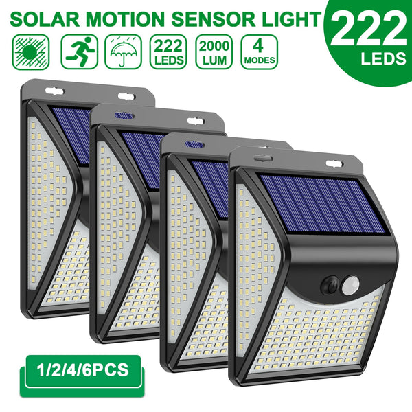 222 LED Solar Light Outdoor  4 Modes Motion Sensor PIR Wall Light Waterproof Solar Lamp Solar Powered Sunlight Garden Decoration