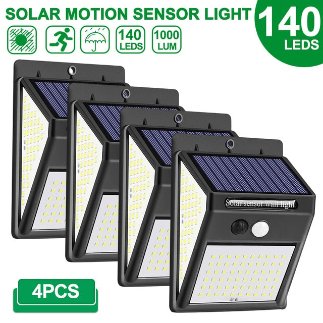 222 LED Solar Light Outdoor  4 Modes Motion Sensor PIR Wall Light Waterproof Solar Lamp Solar Powered Sunlight Garden Decoration