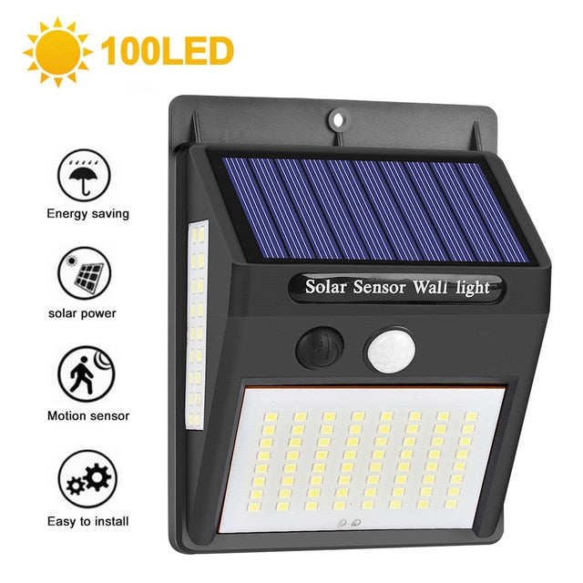 222 LED Solar Light Outdoor  4 Modes Motion Sensor PIR Wall Light Waterproof Solar Lamp Solar Powered Sunlight Garden Decoration