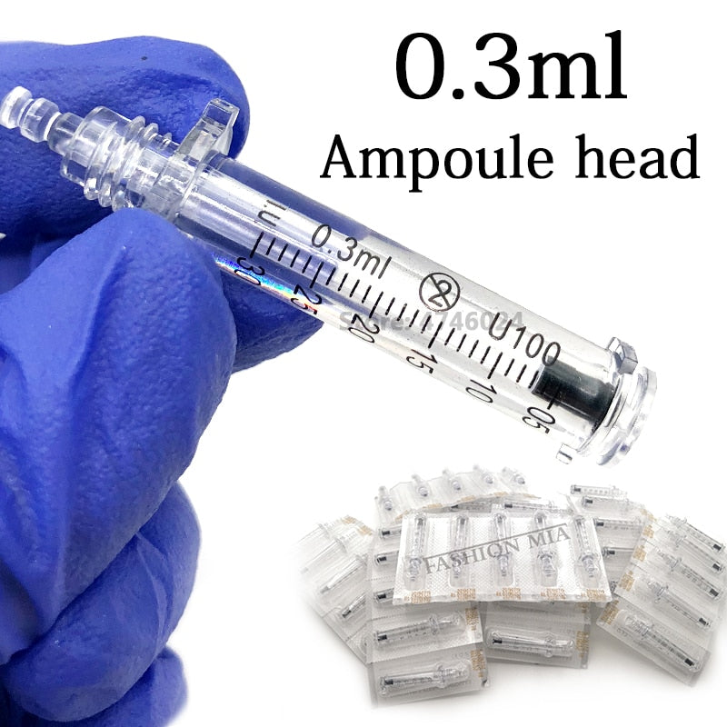 Noninvasive Nebulizer Disposable 0.3ML Syringe Ampoule Head Needle For Hyaluron Pen Meso Injection Gun Anti-wrinkle Lip Filling