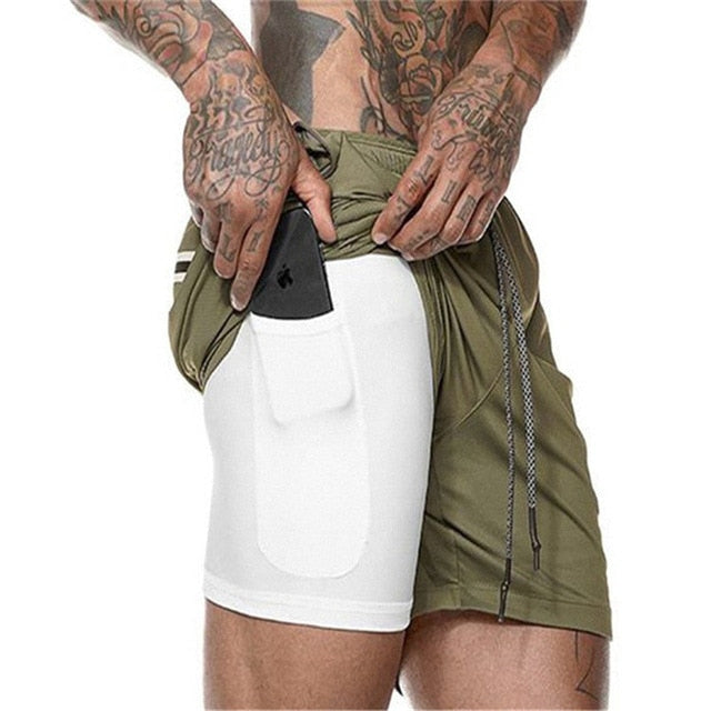 Joggers Shorts Men 2 in 1 sport shorts Gyms Fitness Bodybuilding Workout Quick Dry Beach Shorts Male Summer Running shorts men