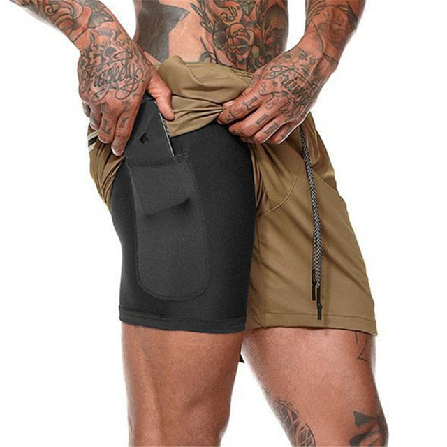 Joggers Shorts Men 2 in 1 sport shorts Gyms Fitness Bodybuilding Workout Quick Dry Beach Shorts Male Summer Running shorts men