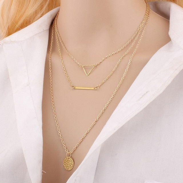 New Bohemian Multilayer Cross Gold Pendant Necklaces For Women Punk Choker Necklaces 2021 Trend Fashion Words Jewelry Party Gift
