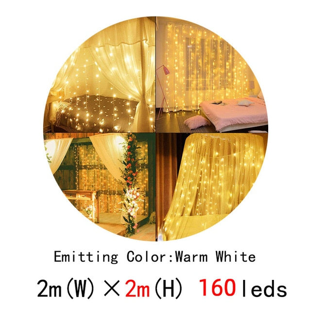 AIFENG Led Curtain String Light Led Christmas Garland Party Patio Window Decor Fairy Lights Xmas Wedding Lights EU 220V