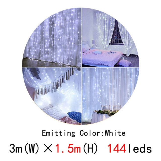 AIFENG Led Curtain String Light Led Christmas Garland Party Patio Window Decor Fairy Lights Xmas Wedding Lights EU 220V