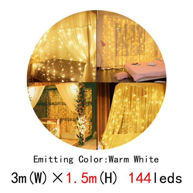 AIFENG Led Curtain String Light Led Christmas Garland Party Patio Window Decor Fairy Lights Xmas Wedding Lights EU 220V