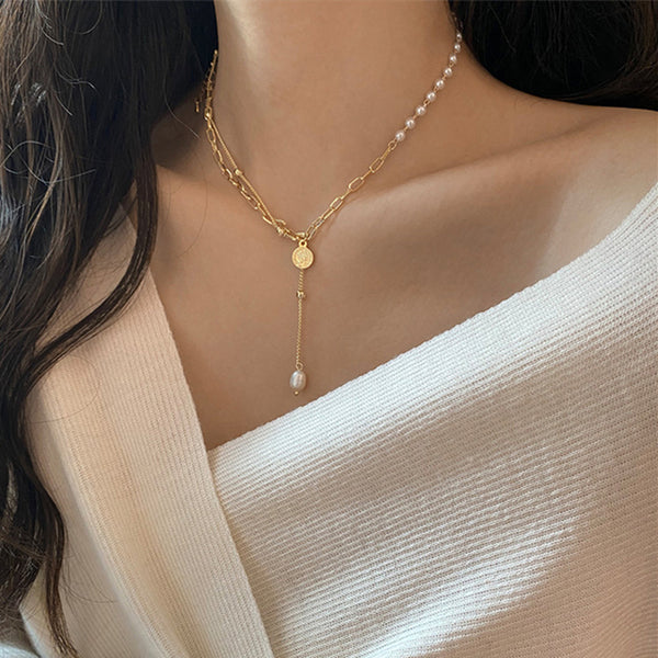 Huge Bud Necklace 14k Real Gold Plated Pearl Pendant Collares Collier Designer Jewelry Luxury Necklace for Girl Women Choker