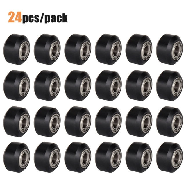 12/24pcs CNC Openbuilds Plastic POM Wheel with 625zz Idler Pulley Gear Passive Round/V-Slot Perlin Pulley Wheel for CR10 Ender 3