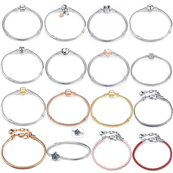 BAOPON High Quality Vintage Silver Plated Charm Bracelets European Style Snake Chain Fit DIY Fine Bracelets For Women Jewelry